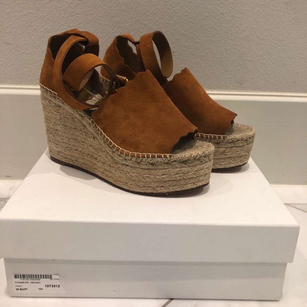 Chloe Lauren suede espadrille wedge NEW NBW
